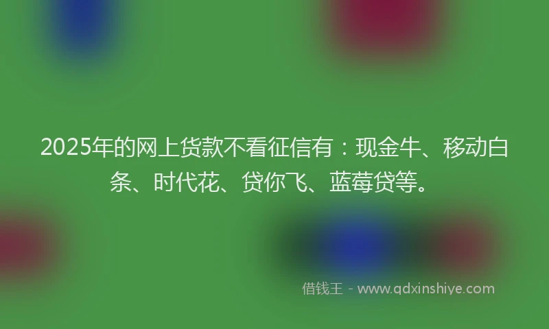 2025年的网上货款不看征信有：现金牛、移动白条、时代花、贷你飞、蓝莓贷等。