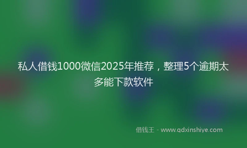 私人借钱1000微信2025年推荐，整理5个逾期太多能下款软件