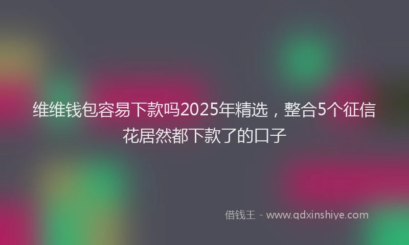 维维钱包容易下款吗2025年精选，整合5个征信花居然都下款了的口子