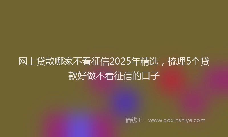 网上贷款哪家不看征信2025年精选，梳理5个贷款好做不看征信的口子