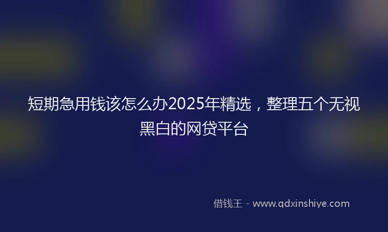 短期急用钱该怎么办2025年精选，整理五个无视黑白的网贷平台