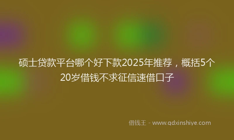 硕士贷款平台哪个好下款2025年推荐，概括5个20岁借钱不求征信速借口子