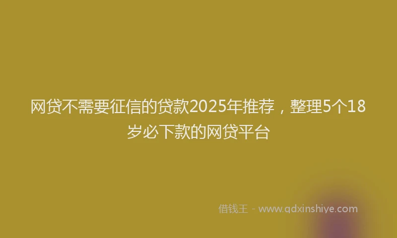 网贷不需要征信的贷款2025年推荐，整理5个18岁必下款的网贷平台