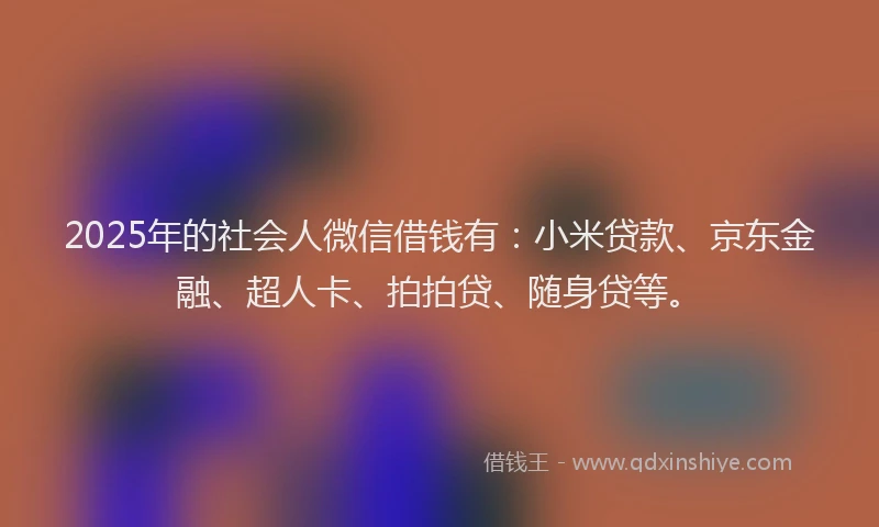 2025年的社会人微信借钱有：小米贷款、京东金融、超人卡、拍拍贷、随身贷等。