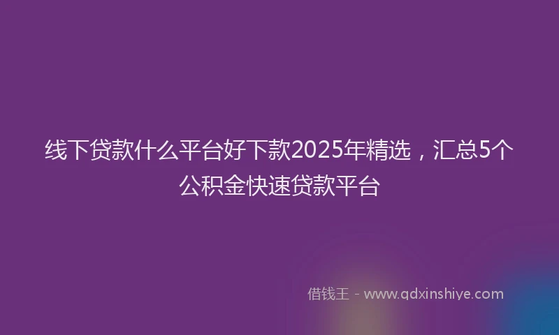 线下贷款什么平台好下款2025年精选，汇总5个公积金快速贷款平台