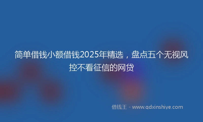 简单借钱小额借钱2025年精选，盘点五个无视风控不看征信的网贷
