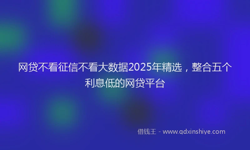 网贷不看征信不看大数据2025年精选，整合五个利息低的网贷平台