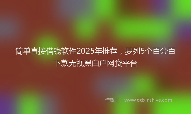 简单直接借钱软件2025年推荐，罗列5个百分百下款无视黑白户网贷平台