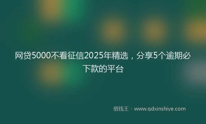 网贷5000不看征信2025年精选，分享5个逾期必下款的平台