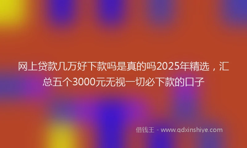 网上贷款几万好下款吗是真的吗2025年精选，汇总五个3000元无视一切必下款的口子