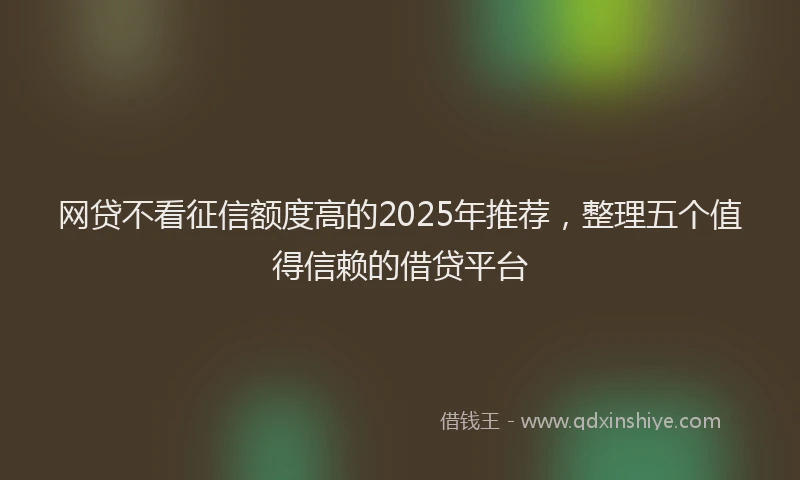 网贷不看征信额度高的2025年推荐，整理五个值得信赖的借贷平台