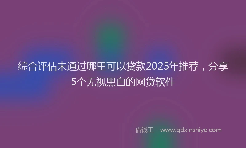 综合评估未通过哪里可以贷款2025年推荐，分享5个无视黑白的网贷软件