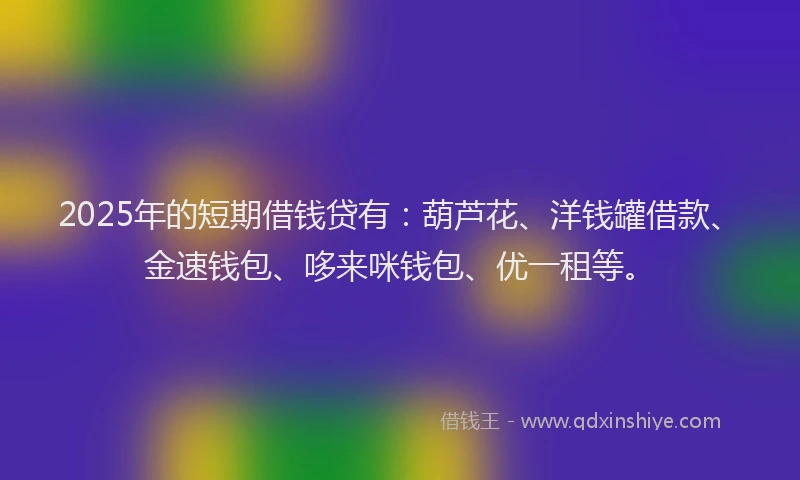 2025年的短期借钱贷有：葫芦花、洋钱罐借款、金速钱包、哆来咪钱包、优一租等。