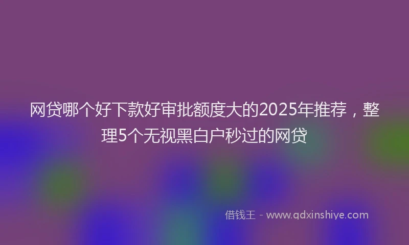 网贷哪个好下款好审批额度大的2025年推荐，整理5个无视黑白户秒过的网贷