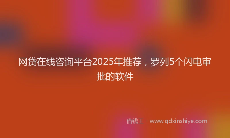 网贷在线咨询平台2025年推荐，罗列5个闪电审批的软件