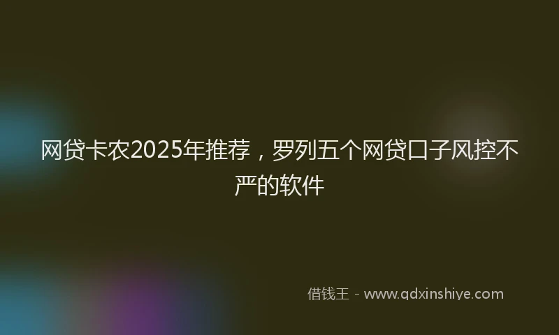 网贷卡农2025年推荐，罗列五个网贷口子风控不严的软件