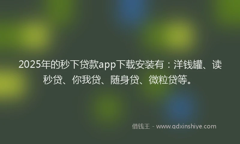 2025年的秒下贷款app下载安装有：洋钱罐、读秒贷、你我贷、随身贷、微粒贷等。