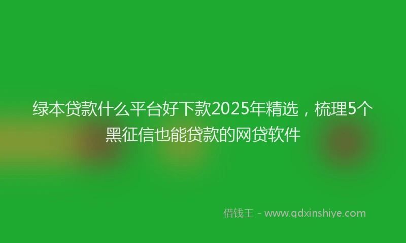 绿本贷款什么平台好下款2025年精选，梳理5个黑征信也能贷款的网贷软件