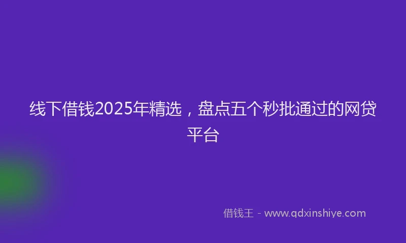 线下借钱2025年精选，盘点五个秒批通过的网贷平台