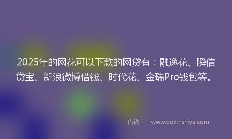 2025年的网花可以下款的网贷有：融逸花、瞬信贷宝、新浪微博借钱、时代花、金瑞Pro钱包等。