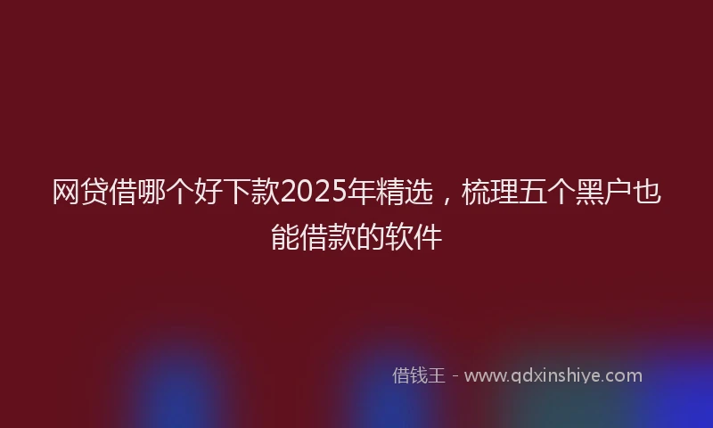网贷借哪个好下款2025年精选，梳理五个黑户也能借款的软件