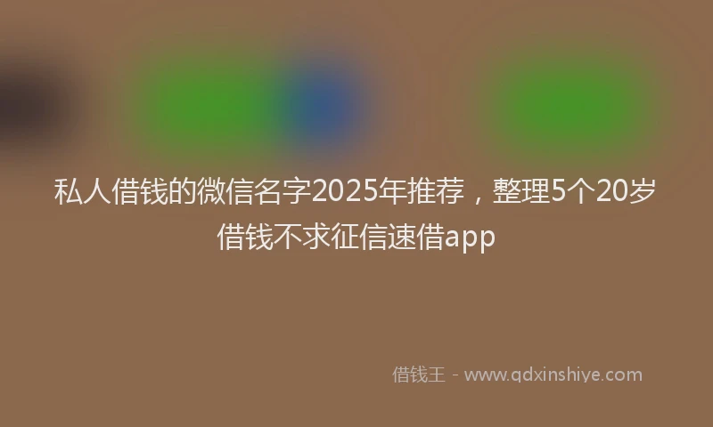 私人借钱的微信名字2025年推荐，整理5个20岁借钱不求征信速借app