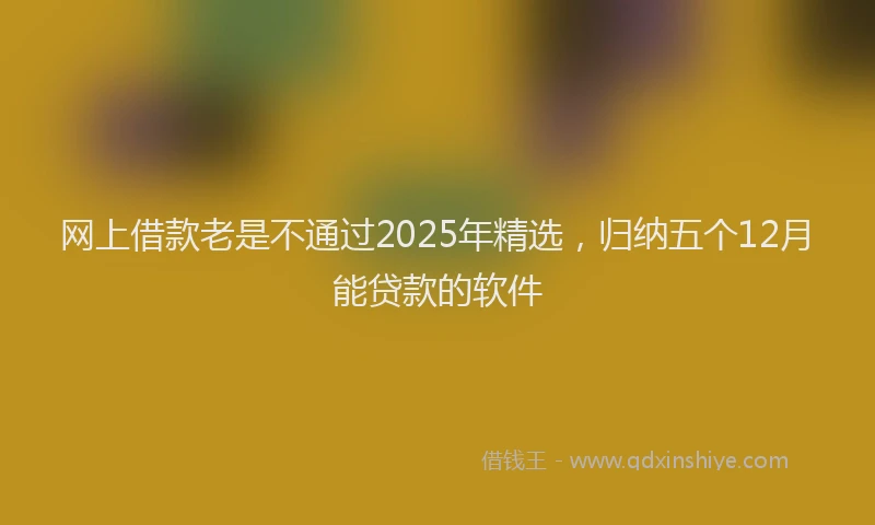 网上借款老是不通过2025年精选，归纳五个12月能贷款的软件