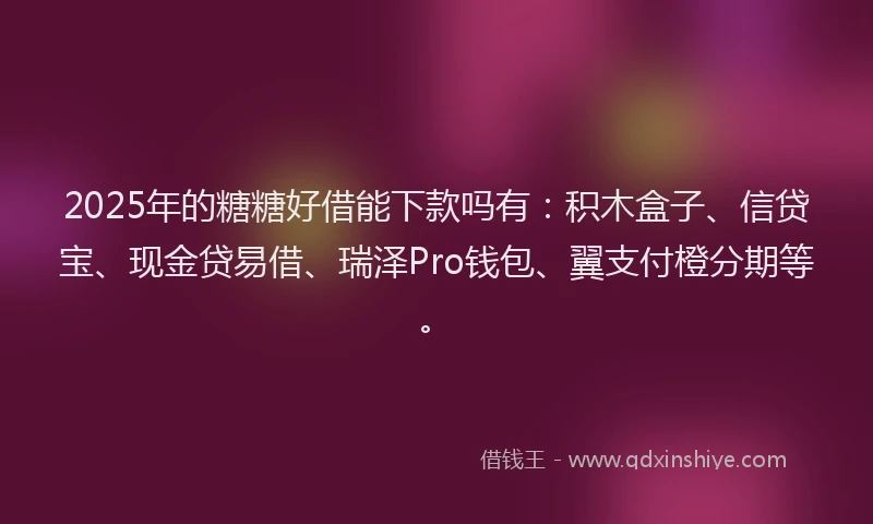 2025年的糖糖好借能下款吗有：积木盒子、信贷宝、现金贷易借、瑞泽Pro钱包、翼支付橙分期等。