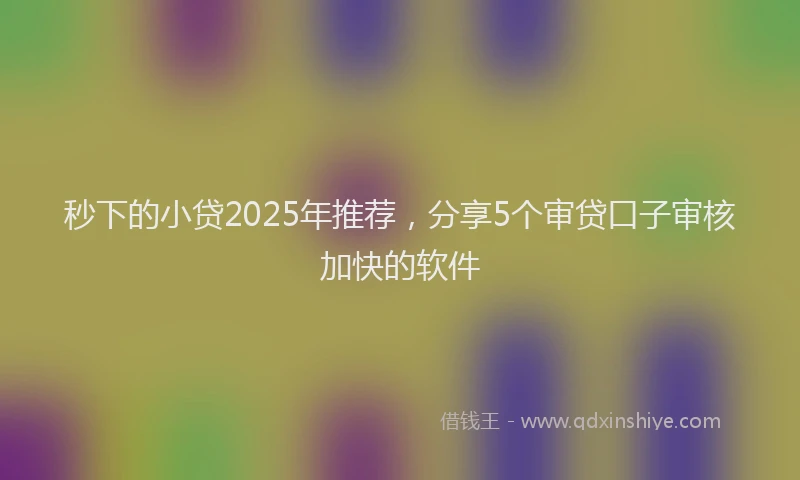 秒下的小贷2025年推荐，分享5个审贷口子审核加快的软件