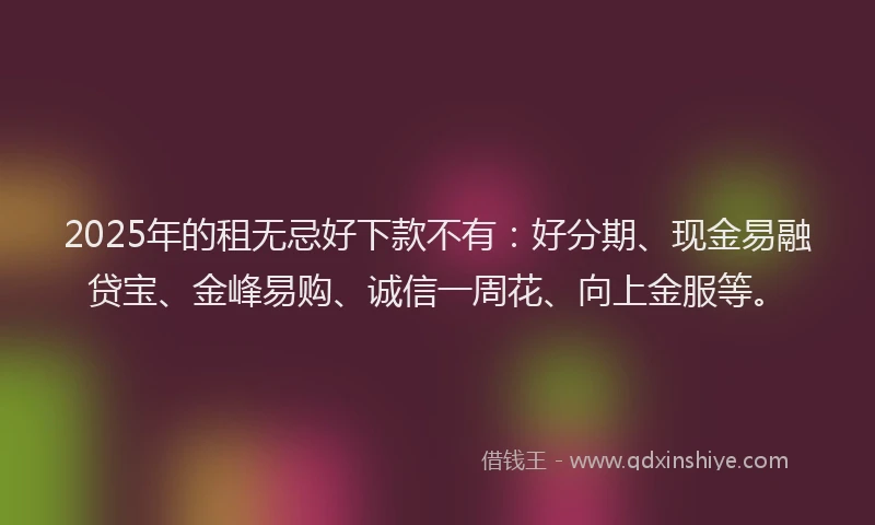 2025年的租无忌好下款不有：好分期、现金易融贷宝、金峰易购、诚信一周花、向上金服等。