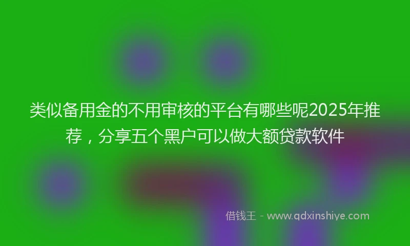 类似备用金的不用审核的平台有哪些呢2025年推荐，分享五个黑户可以做大额贷款软件