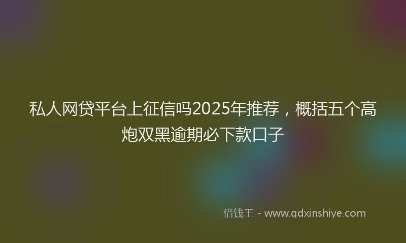 私人网贷平台上征信吗2025年推荐，概括五个高炮双黑逾期必下款口子