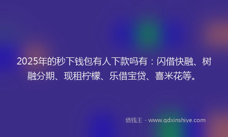 2025年的秒下钱包有人下款吗有：闪借快融、树融分期、现租柠檬、乐借宝贷、喜米花等。
