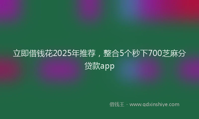 立即借钱花2025年推荐，整合5个秒下700芝麻分贷款app