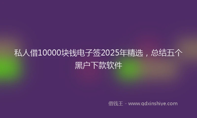 私人借10000块钱电子签2025年精选，总结五个黑户下款软件