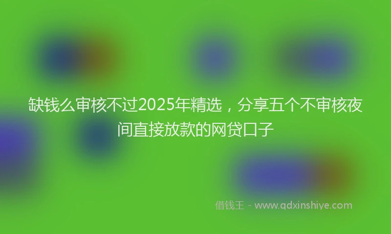 缺钱么审核不过2025年精选，分享五个不审核夜间直接放款的网贷口子