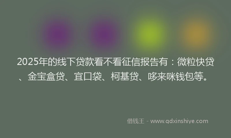 2025年的线下贷款看不看征信报告有：微粒快贷、金宝盒贷、宜口袋、柯基贷、哆来咪钱包等。