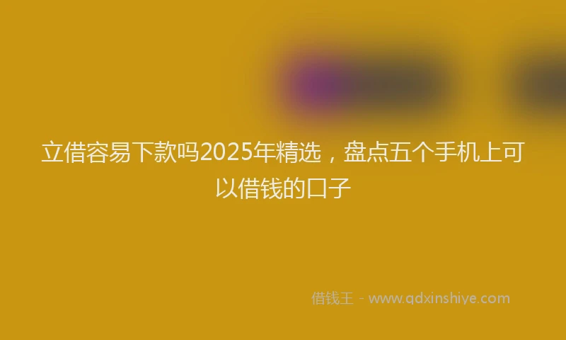 立借容易下款吗2025年精选，盘点五个手机上可以借钱的口子