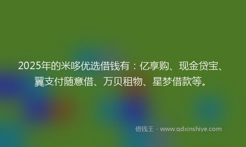 2025年的米哆优选借钱有：亿享购、现金贷宝、翼支付随意借、万贝租物、星梦借款等。