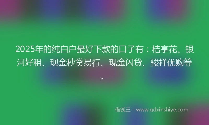 2025年的纯白户最好下款的口子有:桔享花、银河好租、现金秒贷易行、现金闪贷、骏祥优购等。