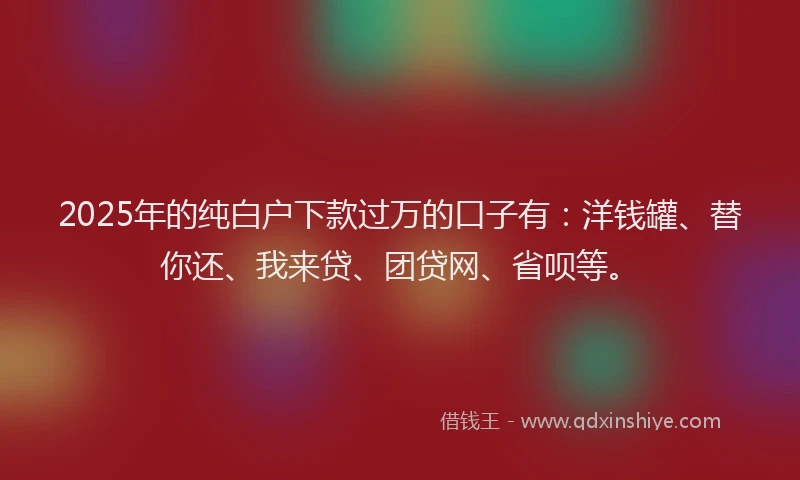 2025年的纯白户下款过万的口子有：洋钱罐、替你还、我来贷、团贷网、省呗等。