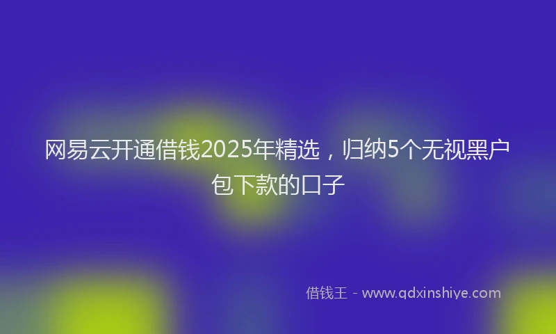 网易云开通借钱2025年精选，归纳5个无视黑户包下款的口子