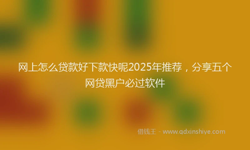网上怎么贷款好下款快呢2025年推荐，分享五个网贷黑户必过软件