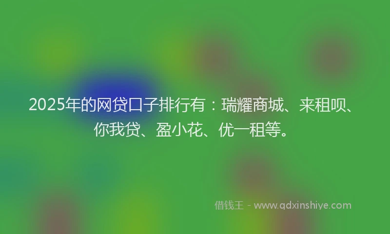 2025年的网贷口子排行有：瑞耀商城、来租呗、你我贷、盈小花、优一租等。