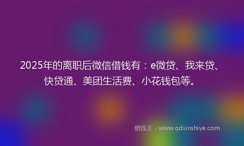2025年的离职后微信借钱有：e微贷、我来贷、快贷通、美团生活费、小花钱包等。
