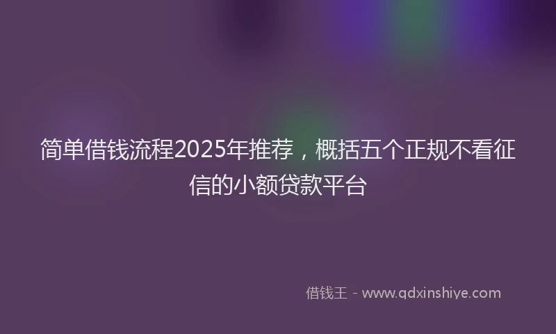 简单借钱流程2025年推荐，概括五个正规不看征信的小额贷款平台