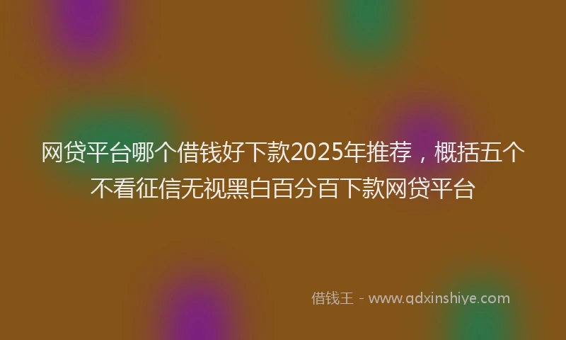 网贷平台哪个借钱好下款2025年推荐，概括五个不看征信无视黑白百分百下款网贷平台