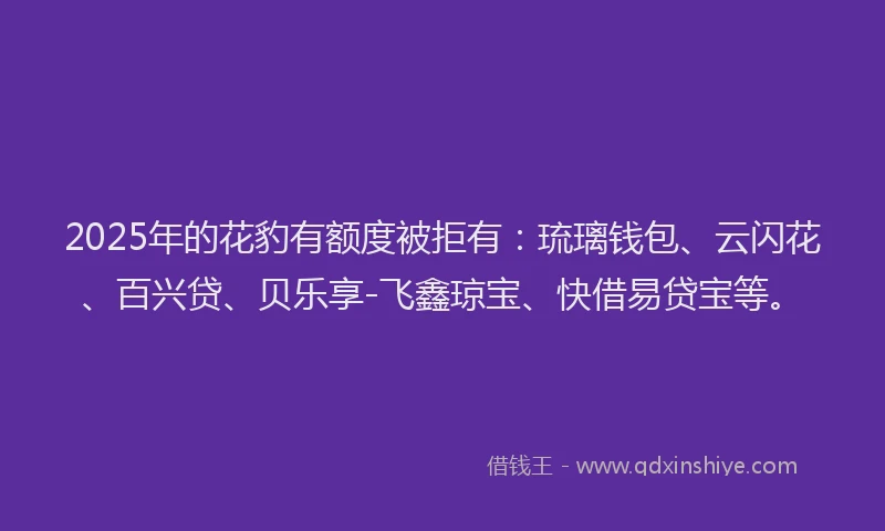 2025年的花豹有额度被拒有：琉璃钱包、云闪花、百兴贷、贝乐享-飞鑫琼宝、快借易贷宝等。