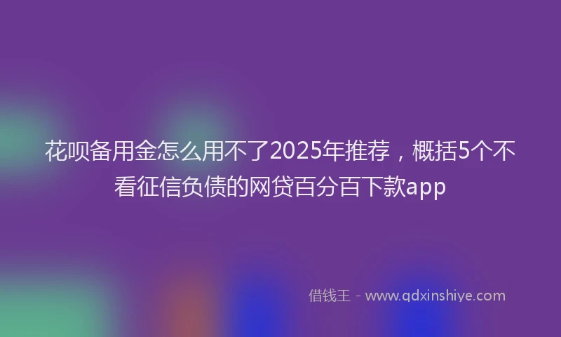 花呗备用金怎么用不了2025年推荐，概括5个不看征信负债的网贷百分百下款app