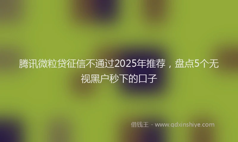 腾讯微粒贷征信不通过2025年推荐，盘点5个无视黑户秒下的口子